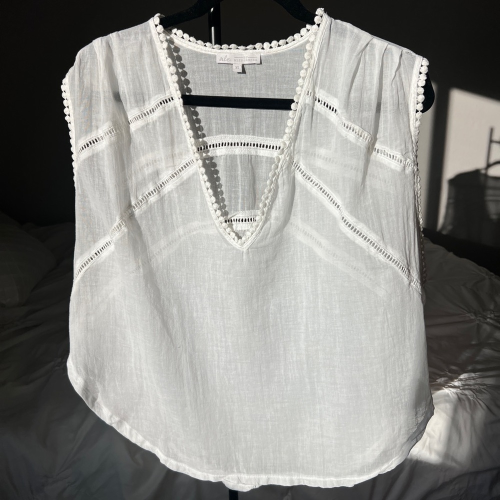 Ale by Alessandra Sheer White Beach Coverup Top